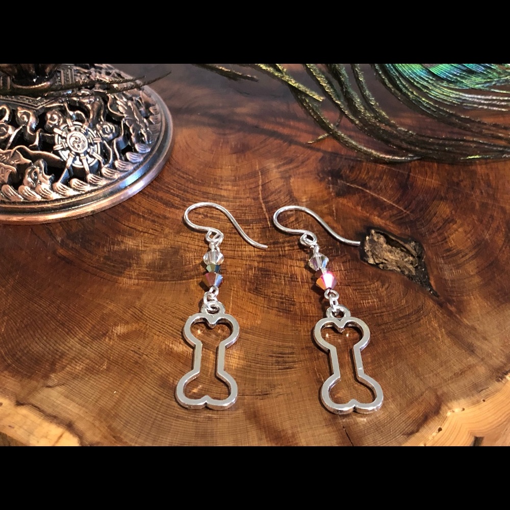 Dog Bone Earrings - Dog Jewelry, Dog Gifts, Puppy - Picture 2 of 4